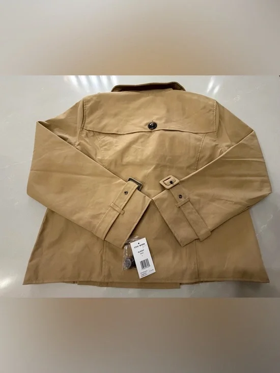 NWT Steve Madden Short Double-Breasted Trench Coat in Tan, L - Picture 7 of 10